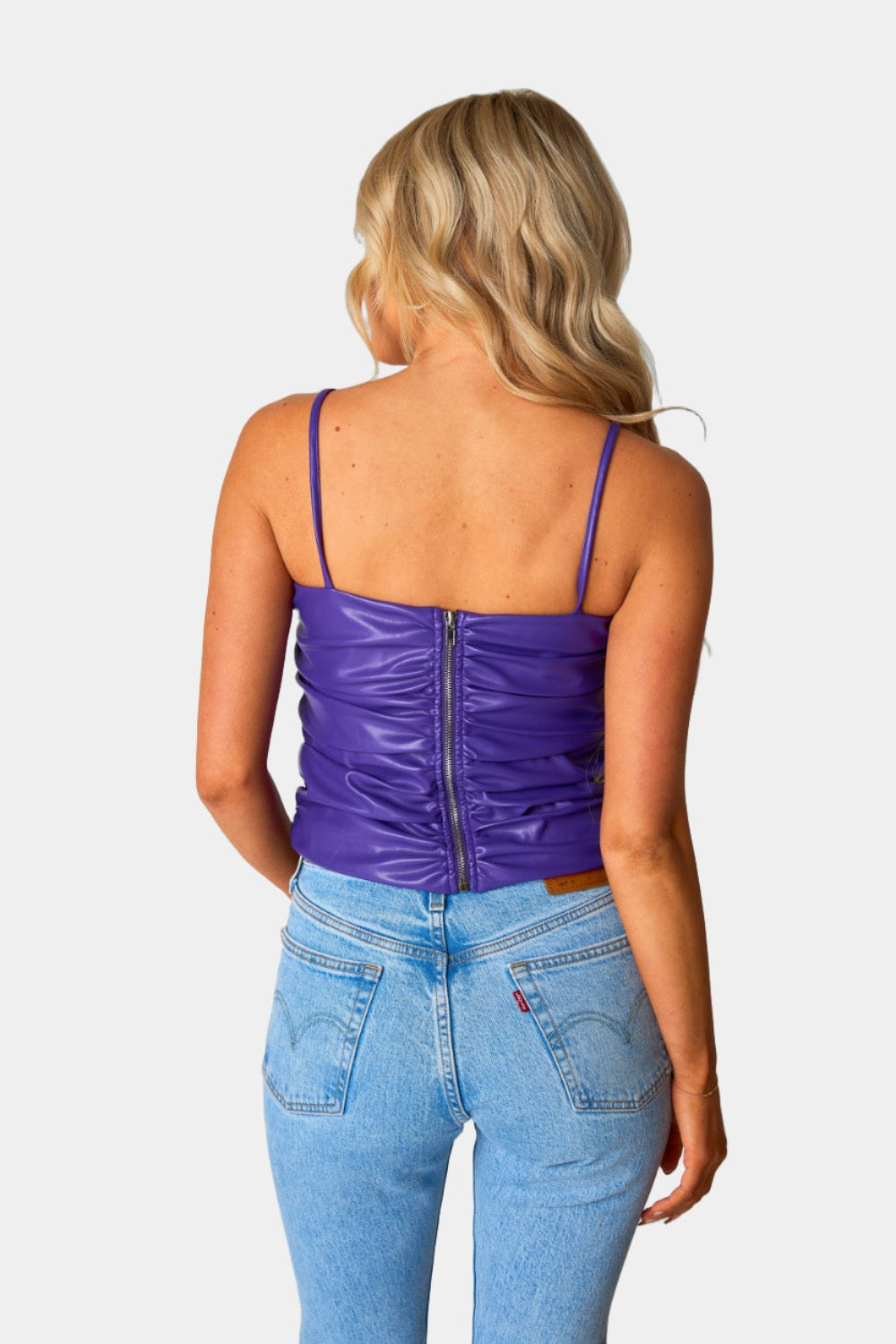 Jolee Vegan Leather Tank Top - Purple