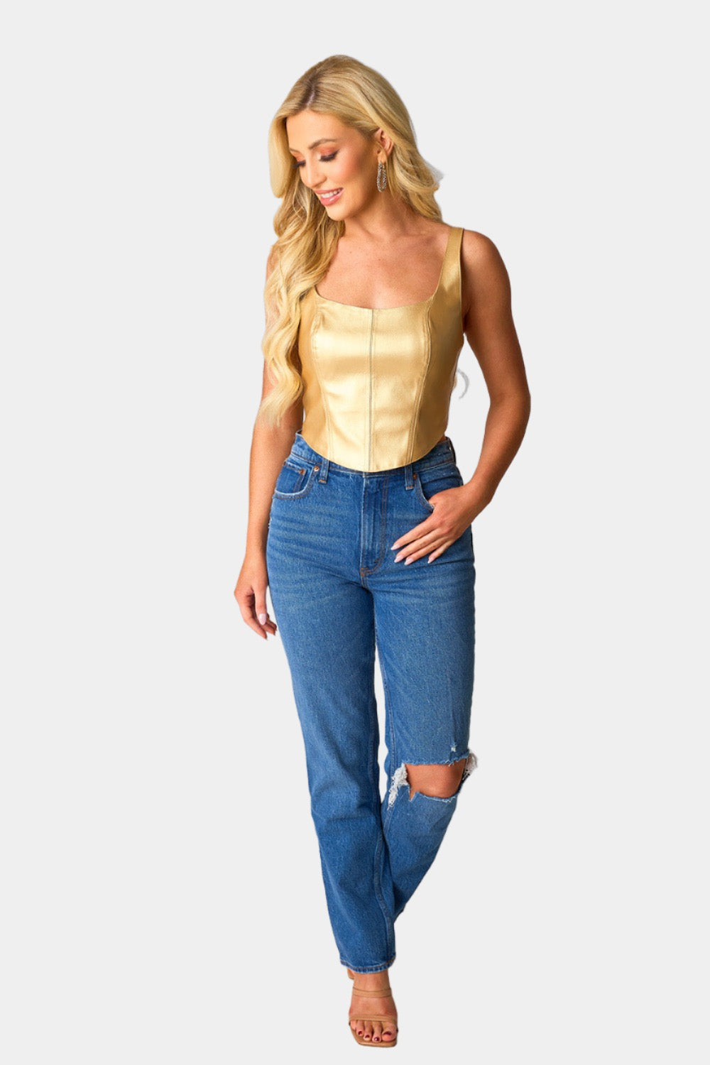 Buddy Love | Coco Vegan Leather Corset Top - Gold