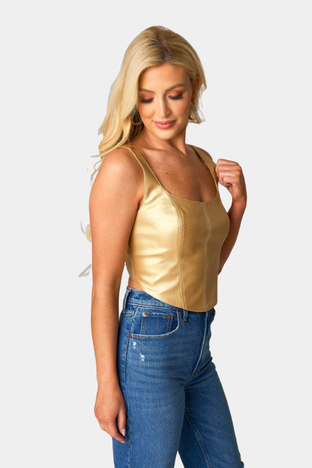 Buddy Love | Coco Vegan Leather Corset Top - Gold