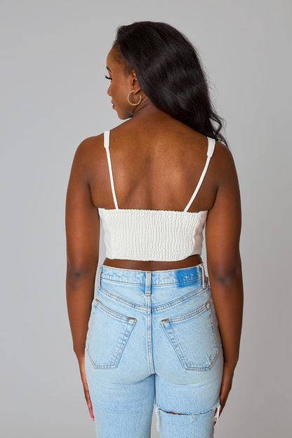 Coco Vegan Leather Corset Top - Cream