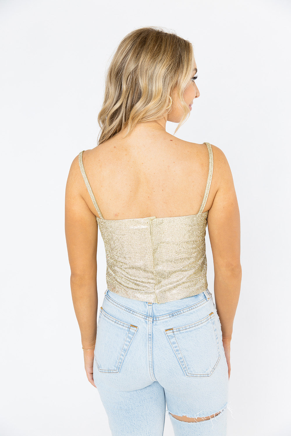 Girly Girl Rhinestone Crop Top - Gold