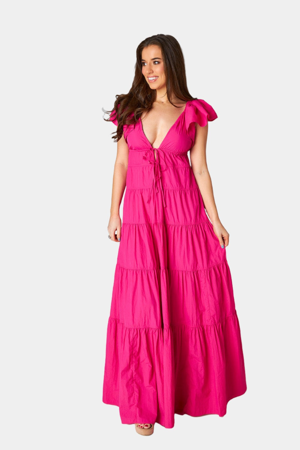 Holland Tiered Maxi Dress - Raspberry