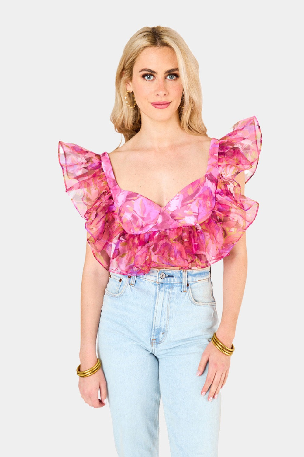 Madeline Ruffle Sleeve Bustier Top - Off To Paradise