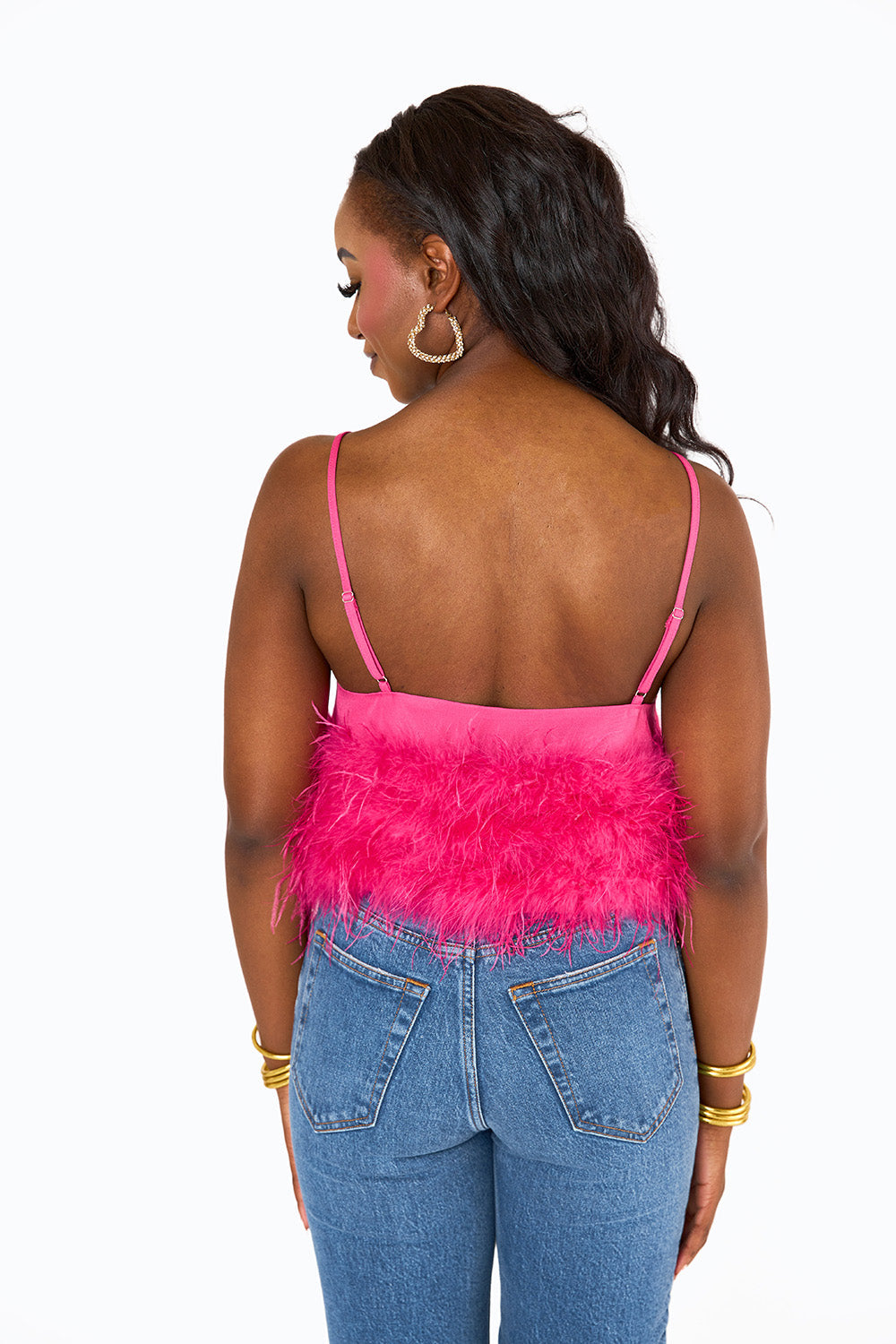 Reno Feather Tank Top - Fuchsia