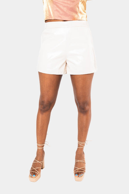 Vince Vegan Leather Shorts - Ecru