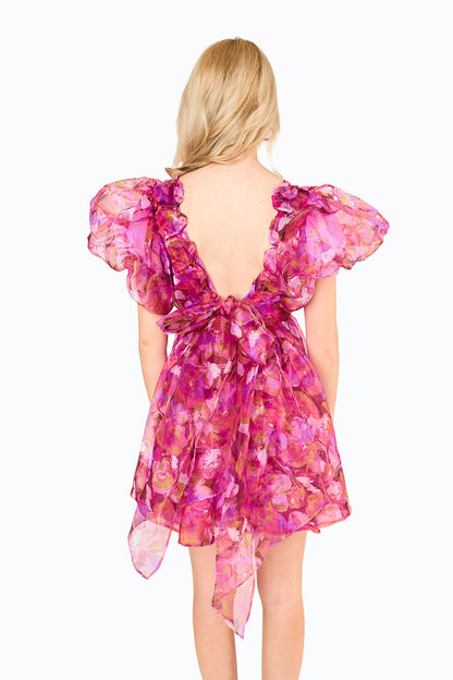 Hollis Puff Sleeve Mini Dress - Off To Paradise