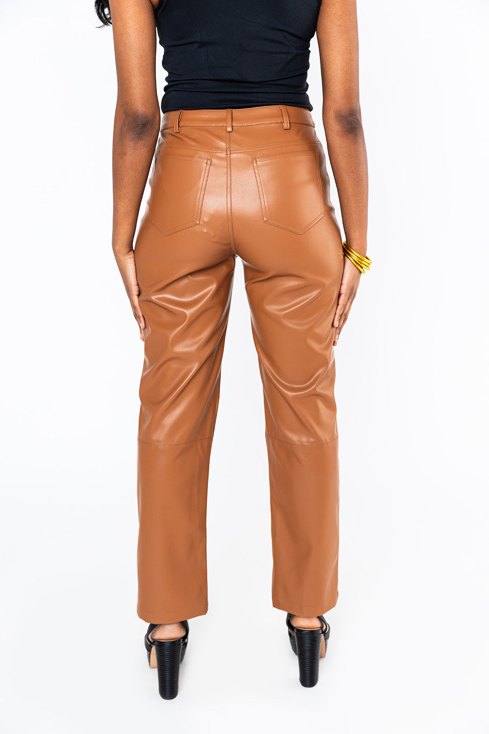 Gomez Vegan Leather Pants - Camel