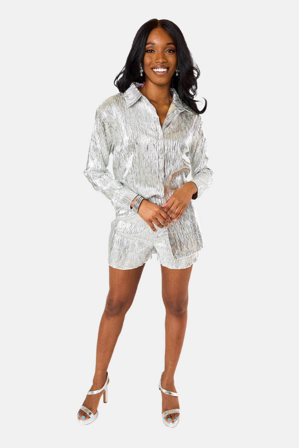 Veronica Textured Outfit Set - Silver