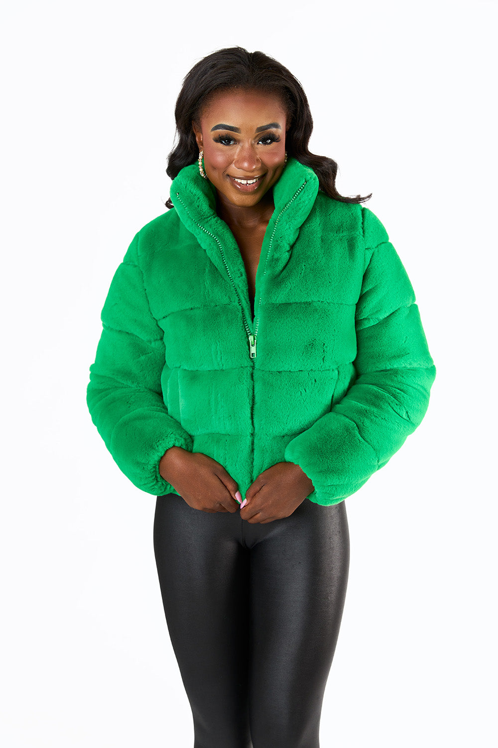 Noella Faux Fur Jacket - Green