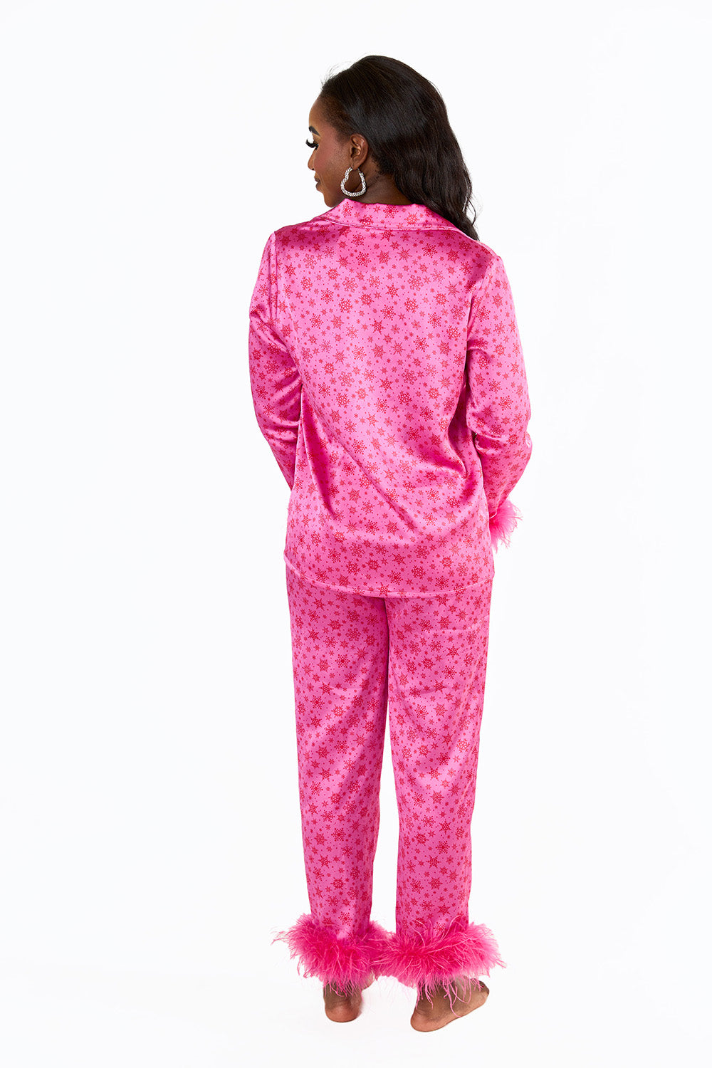 Mckenna Feather Trim Pajama Set- Frostbite