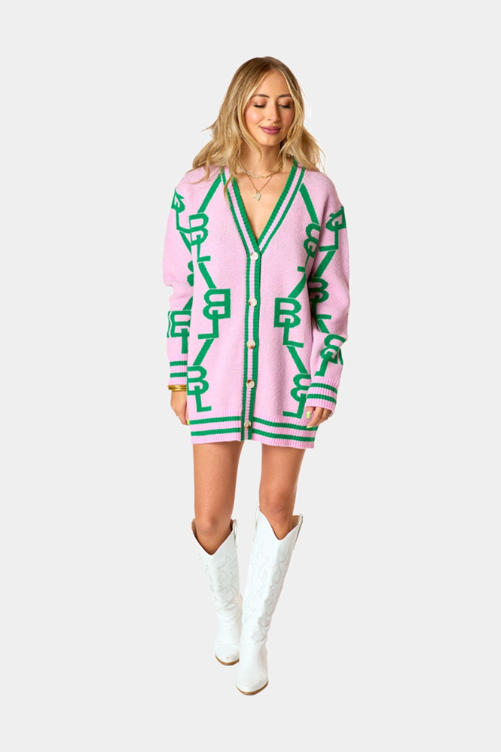 Varsity Cardigan Dress - Parfait