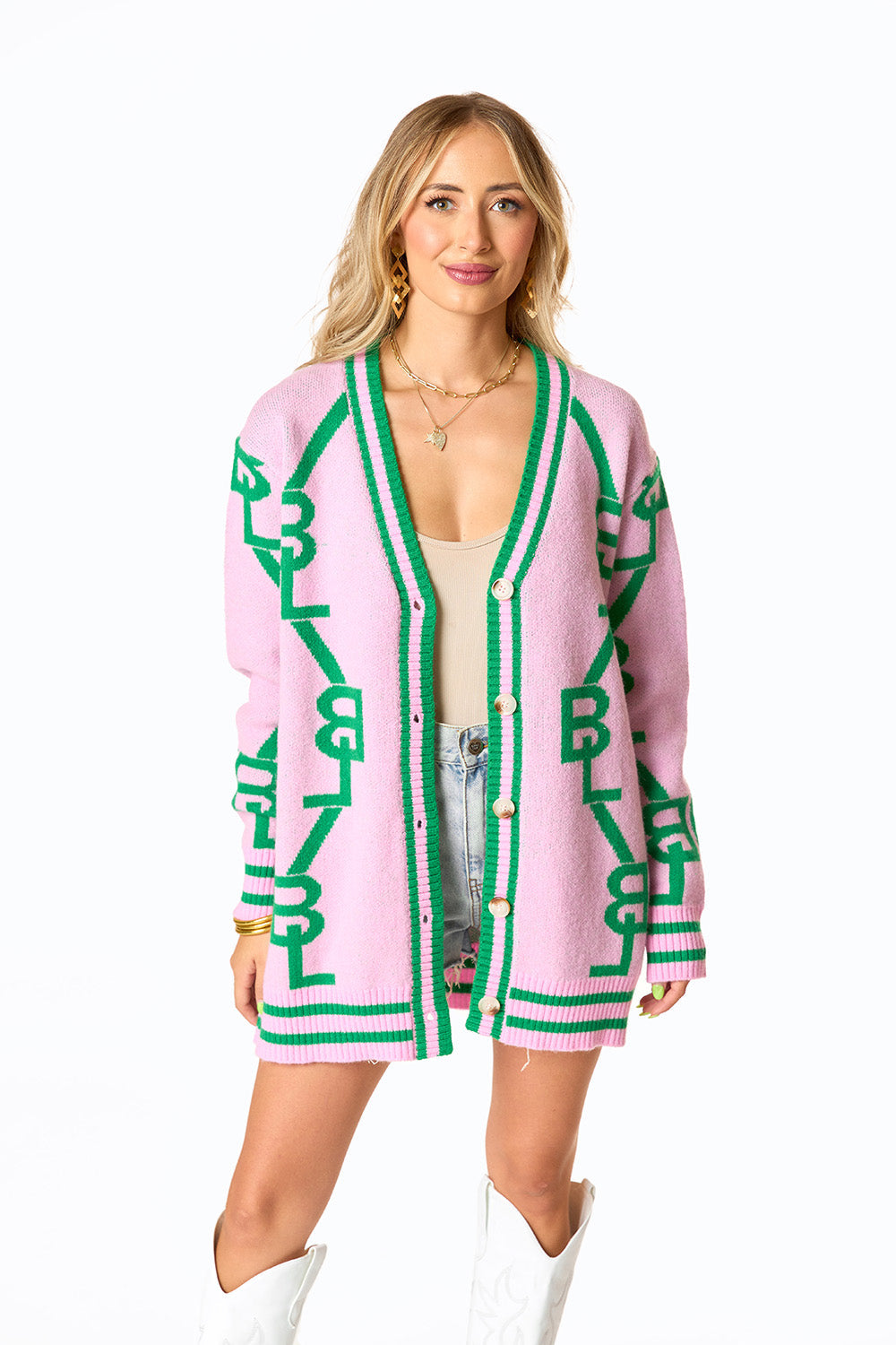 Varsity Cardigan Dress - Parfait