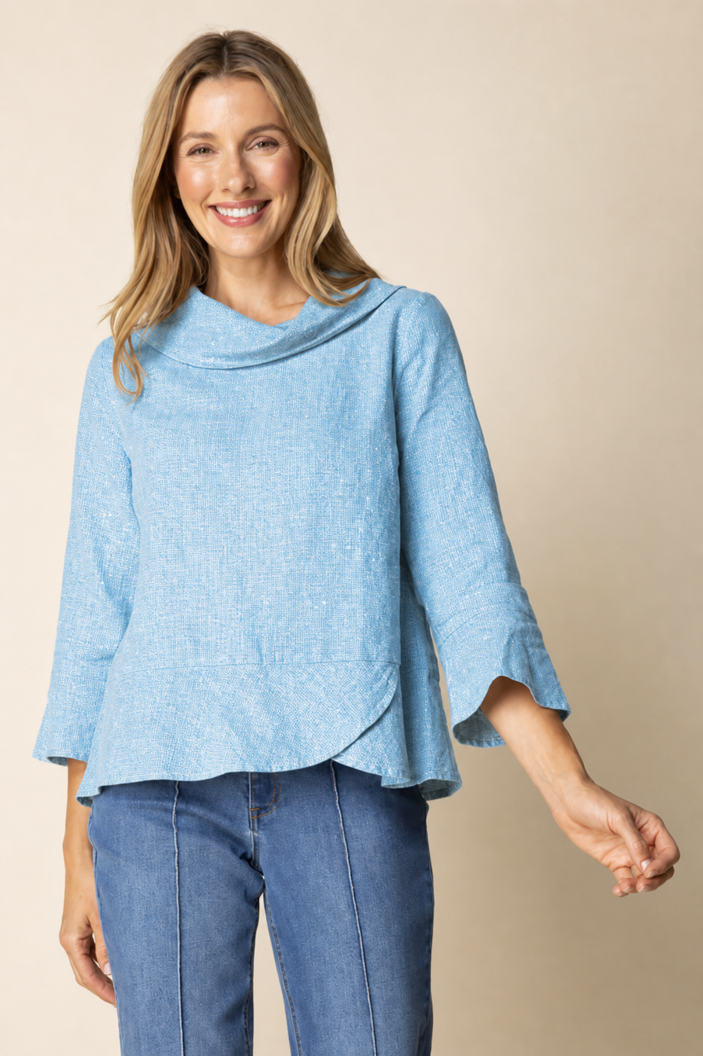 Linen Solid Overlay Top - Topaz