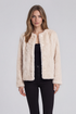Cream Textured Faux Fur Jacket