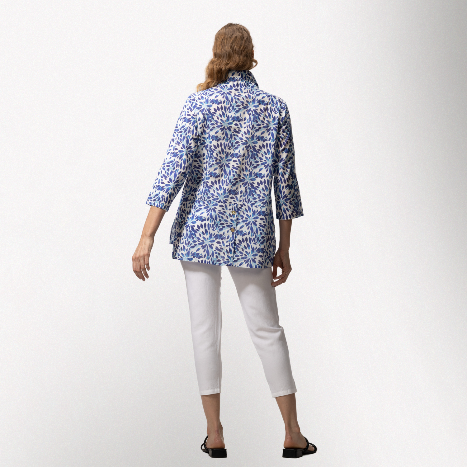 Toofan | Wire Collar Button Down Shirt - Blue Floral