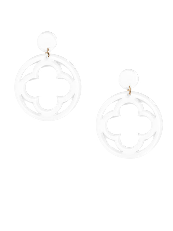 Zenzii | Open Clover Drop Earring - White