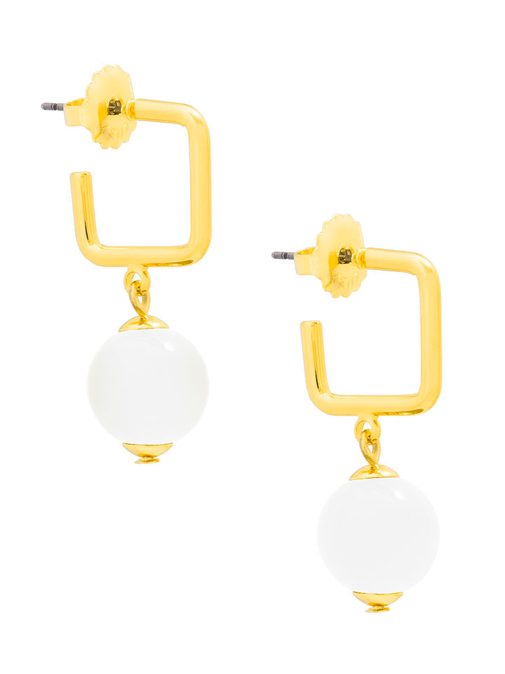 Glassbead Square Drop Earring - White