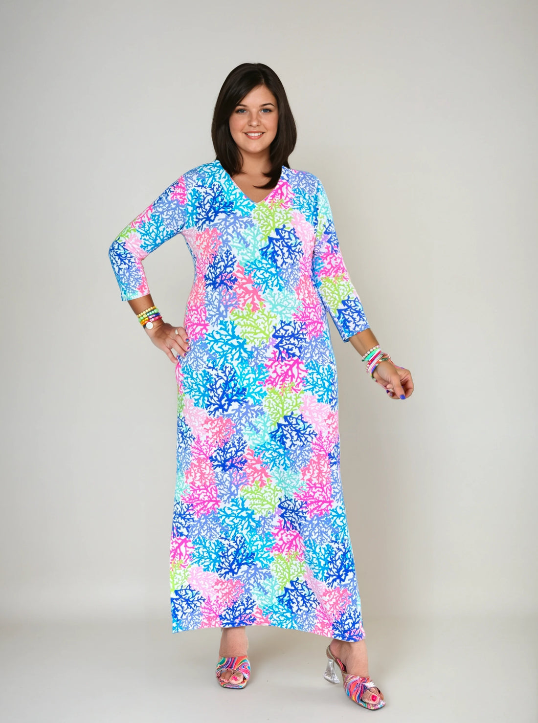 Lulu B | 3/4 Sleeve V-Neck Maxi Dress