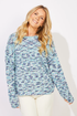 Woman ESCAPE BY HABITAT  SPECKLED ECLIPSE COZY PULLOVER SWEATER - 94001 Color Harbor a dotted patterned sweater