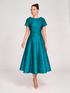 Elegant Teal Fit-and-Flare Midi Dress Bigio 