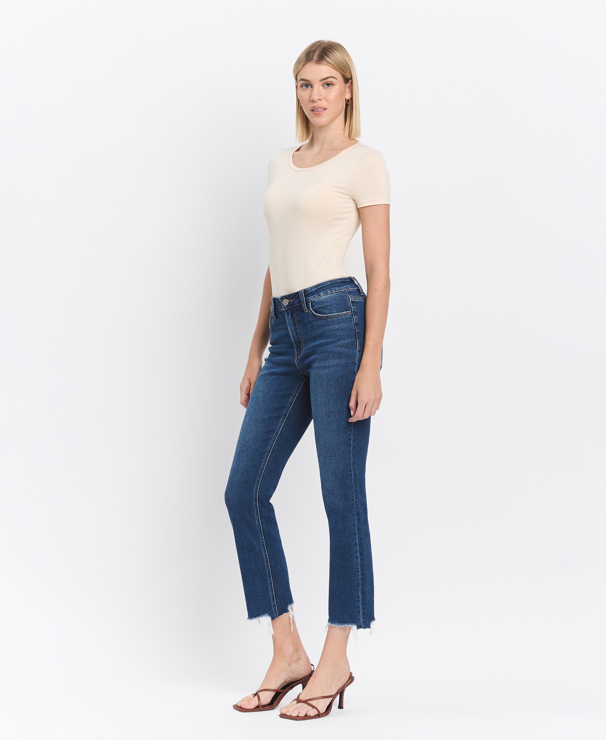 Flying Monkey | High Rise Crop Slim Straight Jeans