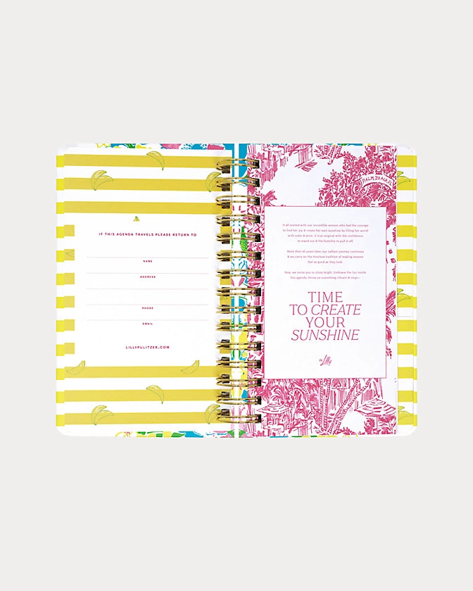 Floral Lilly Pulitzer 2026-2027 17 Month Medium Agenda notebook with gold spiral binding