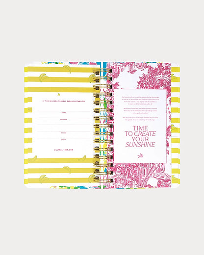 Floral Lilly Pulitzer 2026-2027 17 Month Medium Agenda notebook with gold spiral binding