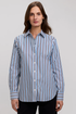 Women’s Foxcroft Meghan No Iron Pinpoint Stripe Long Sleeve Shirt Indigo 