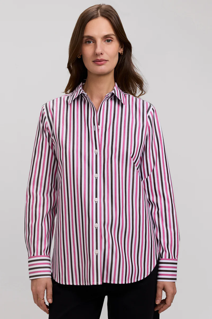 Women’s Foxcroft Meghan No Iron Pinpoint Stripe Long Sleeve Shirt Pomegranate