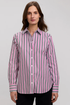 Women’s Foxcroft Meghan No Iron Pinpoint Stripe Long Sleeve Shirt Pomegranate