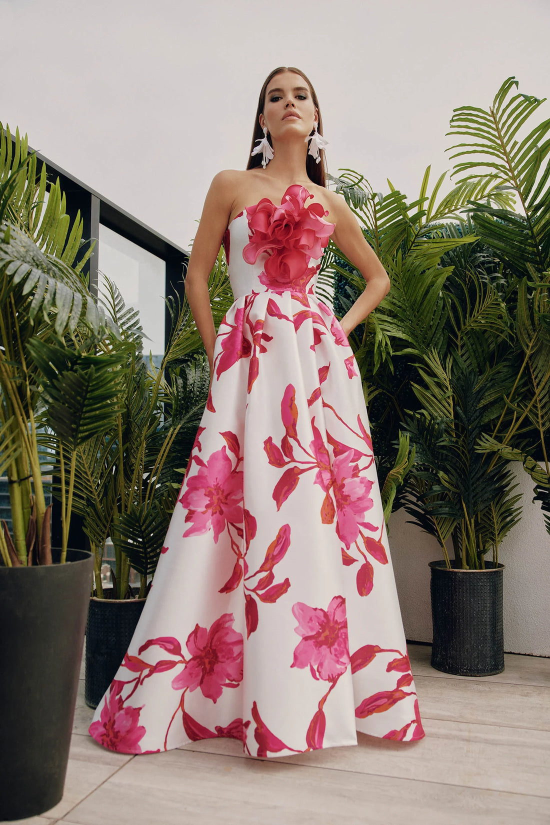 Pink and white mother of the bride dress