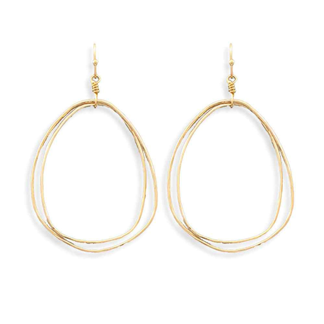 Golden Stella | Wave Oval Dangle Earrings