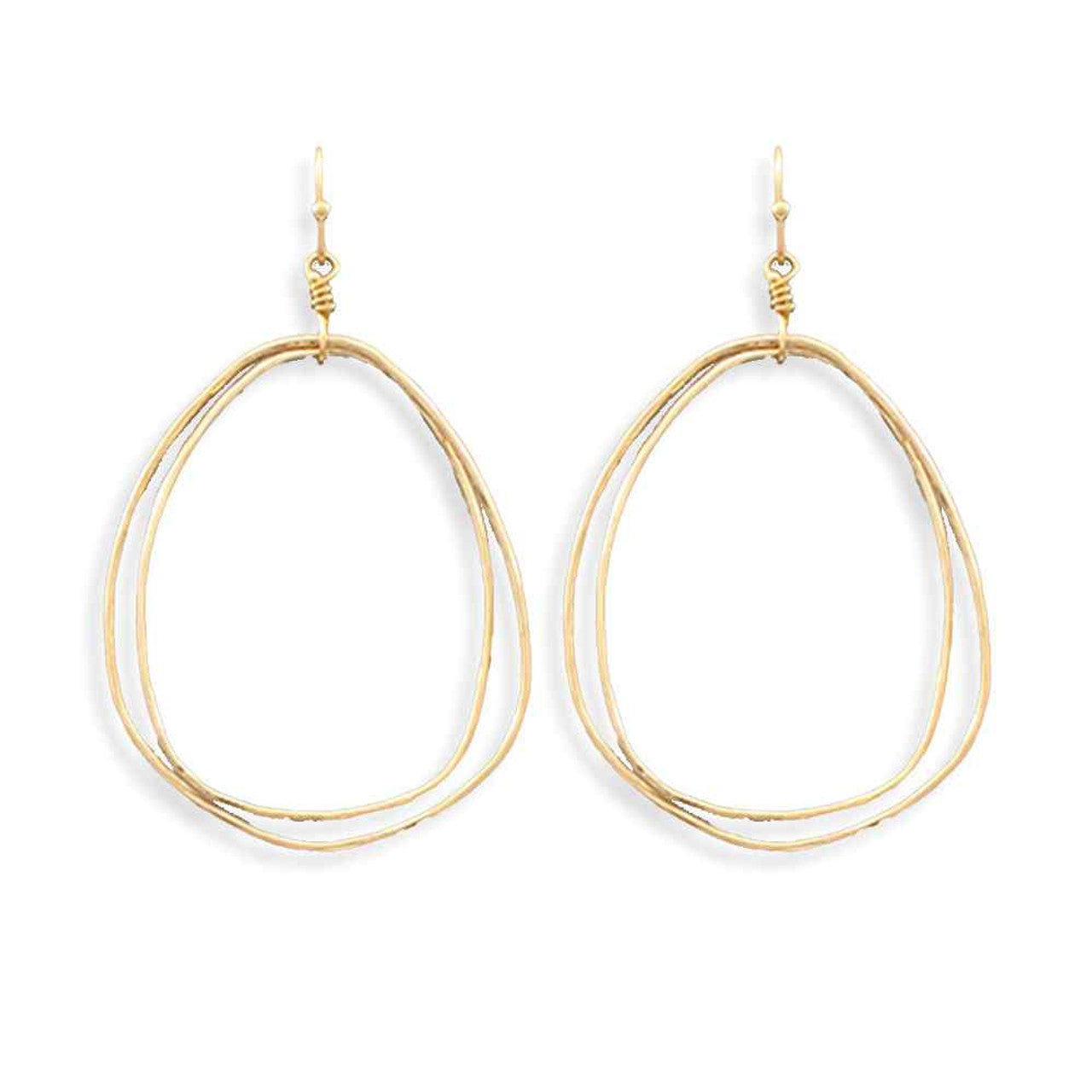 Golden Stella | Wave Oval Dangle Earrings