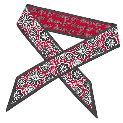 Georgia Bulldogs Skinny Scarf red bandana with black floral patterns and &