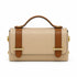 A structured beige leather handbag with a top handle, brown leather strap details, and gold-tone hardware by German Fuentes Handbags Top-Handle Crossbody Bag IVORY CAMEL