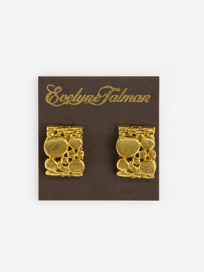 Gold Pebble Clip-on Earring pair of gold-toned textured cuff earrings