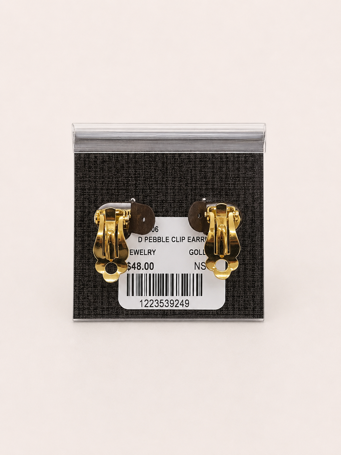 Gold Pebble Clip-on Earring pair of gold-toned textured cuff earrings