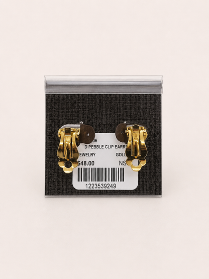 Gold Pebble Clip-on Earring pair of gold-toned textured cuff earrings