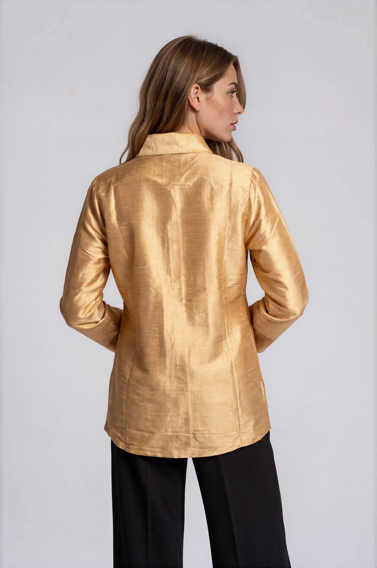 High Low Silk Blouse champagne