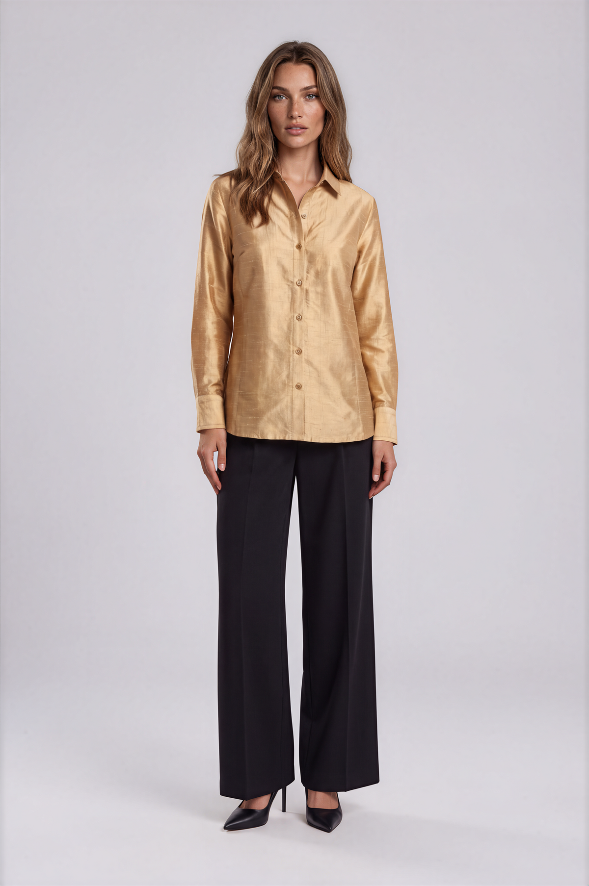 High Low Silk Blouse champagne