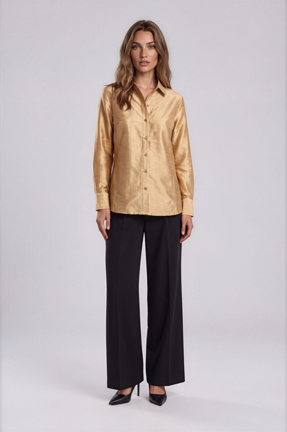 High Low Silk Blouse champagne