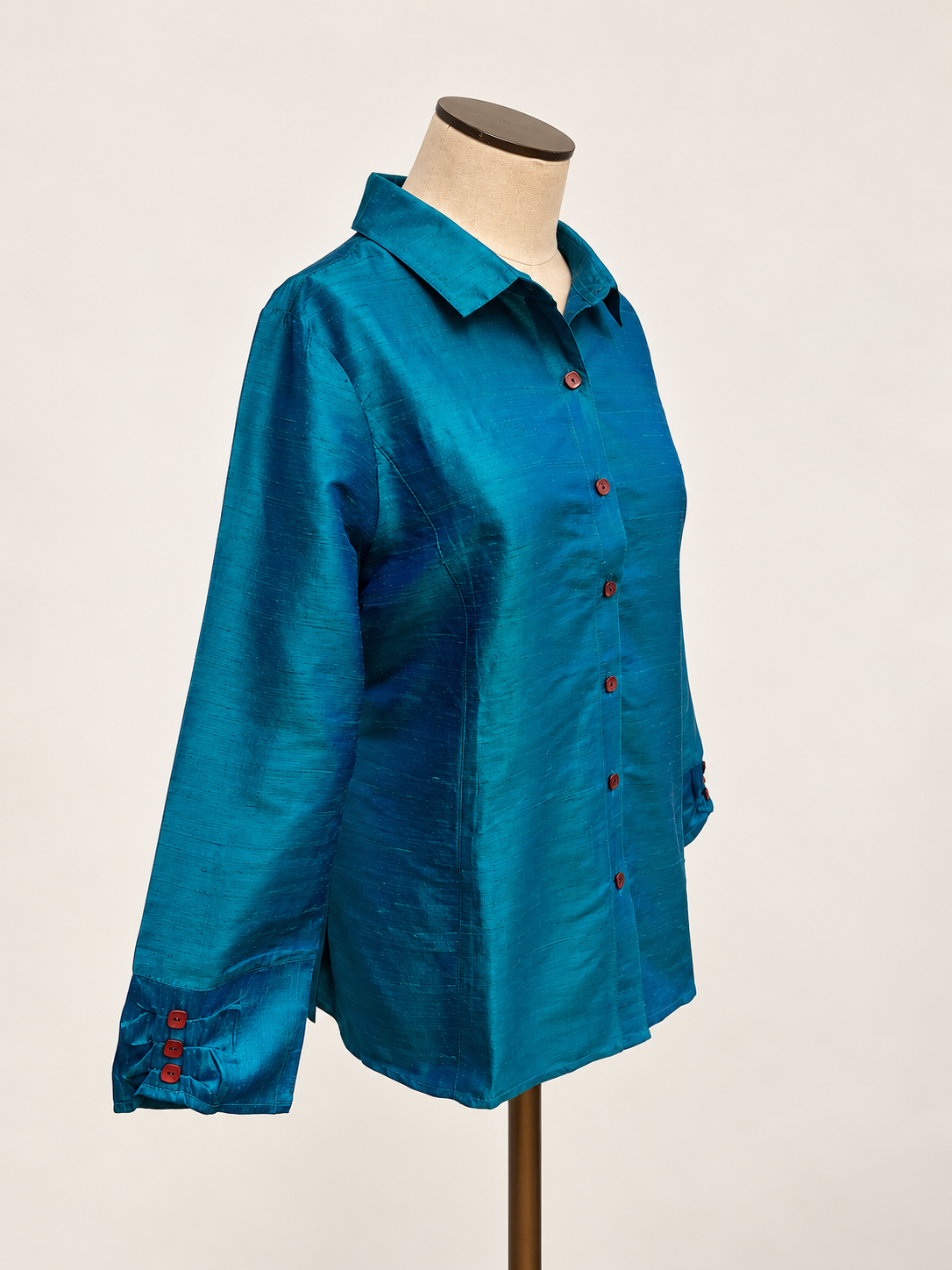 High Low Silk Blouse teal