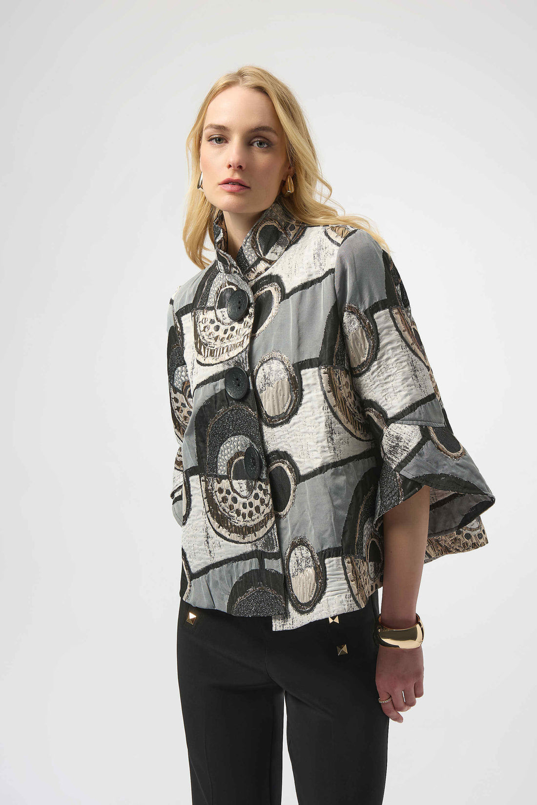 Joseph Ribkoff | Jacquard Trapeze Jacket - Black/Multi