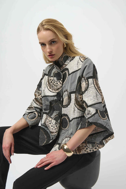 Joseph Ribkoff | Jacquard Trapeze Jacket - Black/Multi