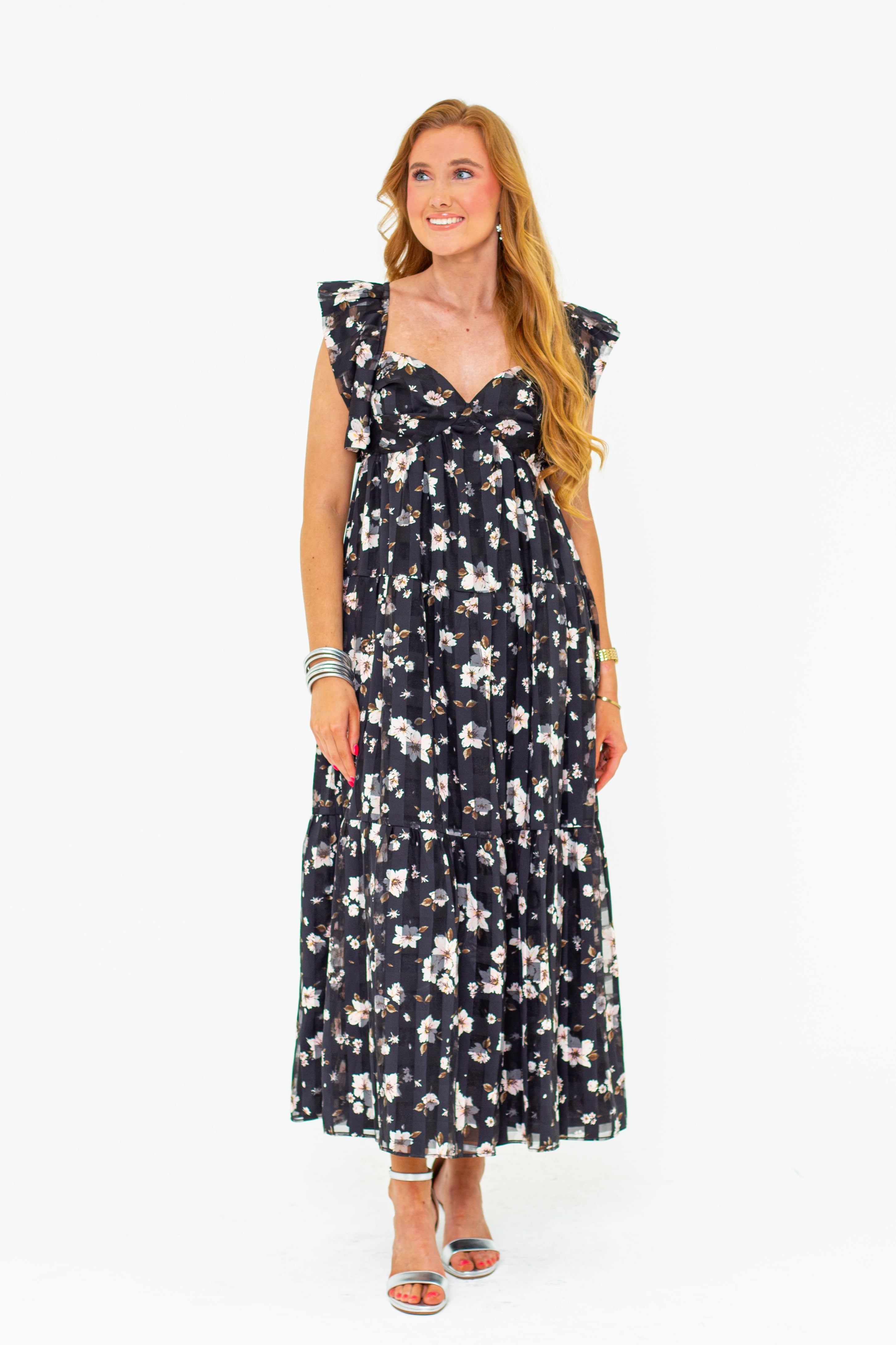 Lilly Sweetheart Neckline Maxi Dress - Flower Basket