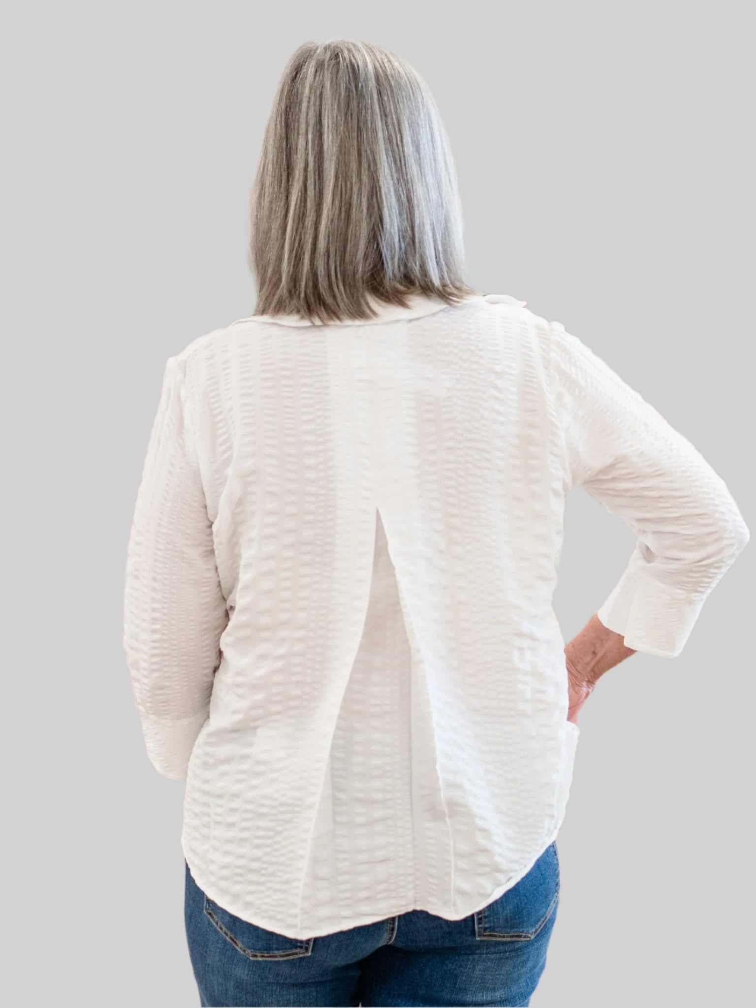 Puckered 3/4 Sleeve Blouse