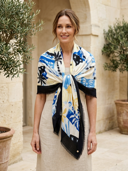 Print Scarf w/ fringe