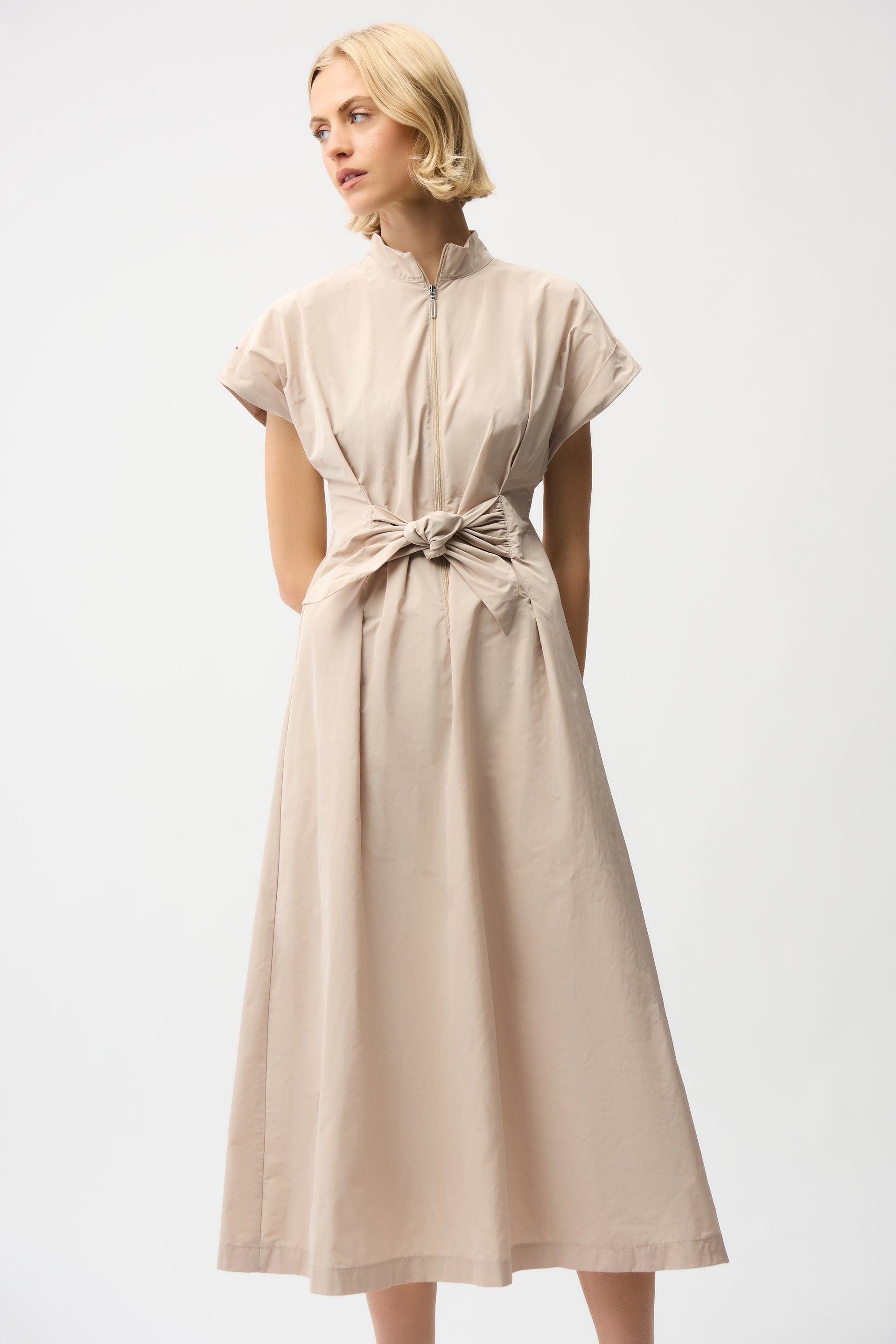 joseph ribkoff fit and flare dress Joseph Ribkoff Fit And Flare Dress With Tie Waist Style 261177 Parchment / 10