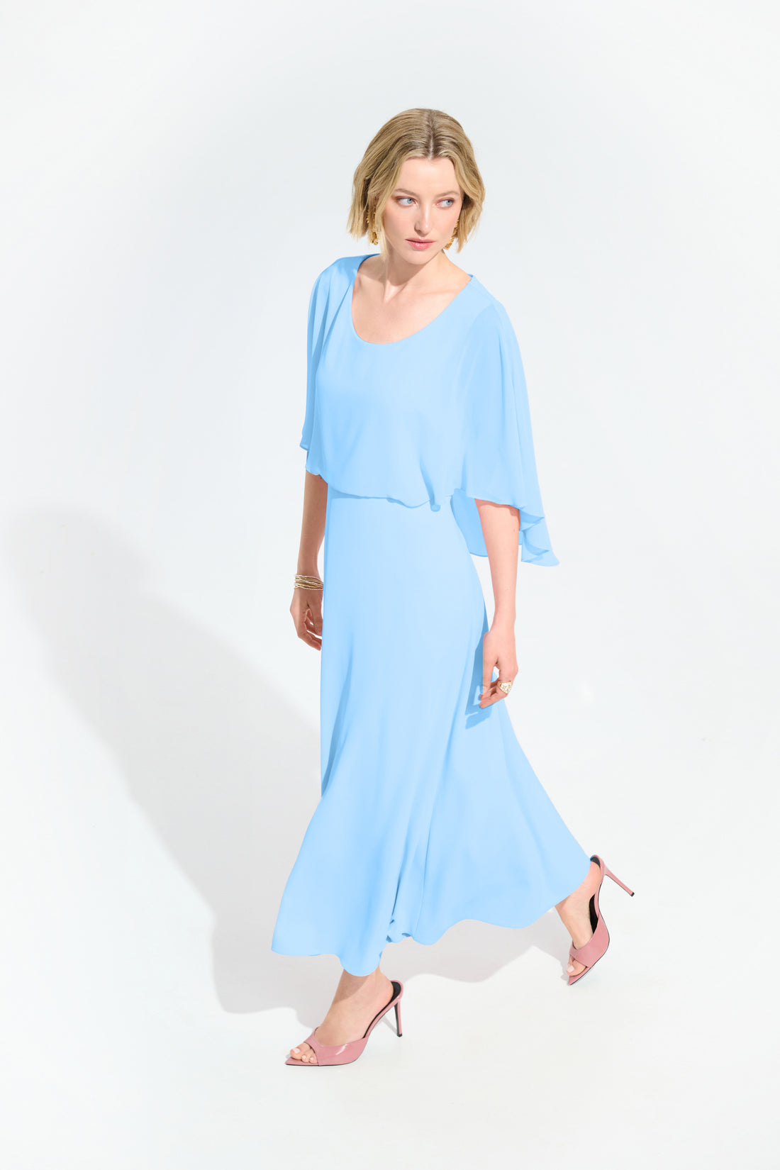 joseph ribkoff maxi dresses Joseph Ribkoff 231749 Navy Solid Lurex Fit And Flare Maxi Dress