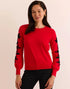 Kannon Long Sleeve Embroidered Sweater Scarlet red